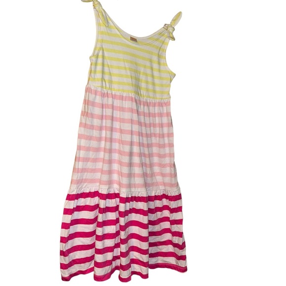 Gymboree pink stripe yellow girls maxi tank dress size 7/8 summer beach - Picture 1 of 2